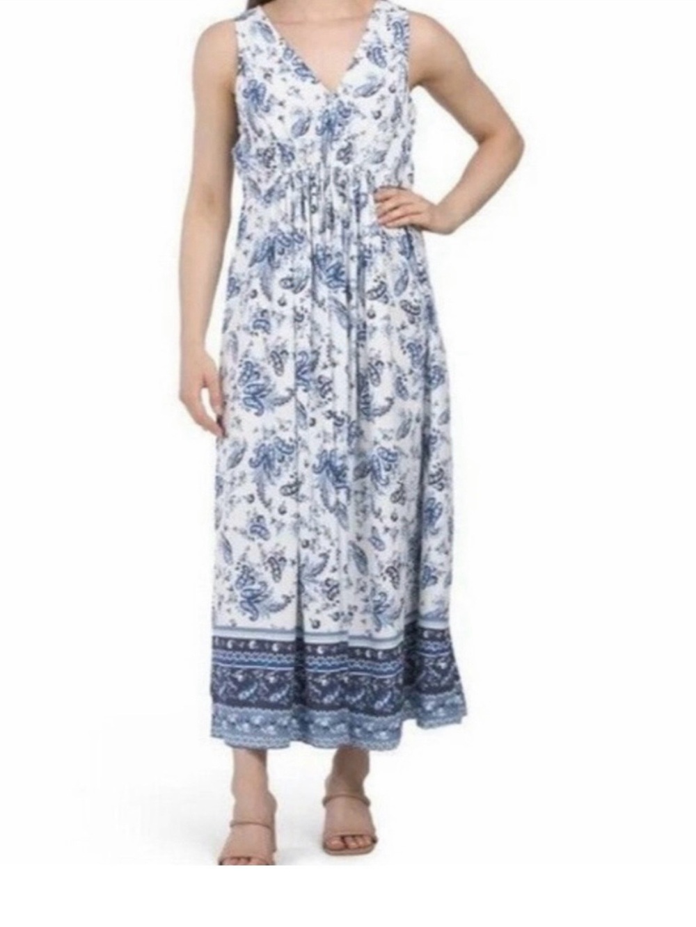 Lucky Brand Blue and White Paisley Maxi Dress Size S NWOT